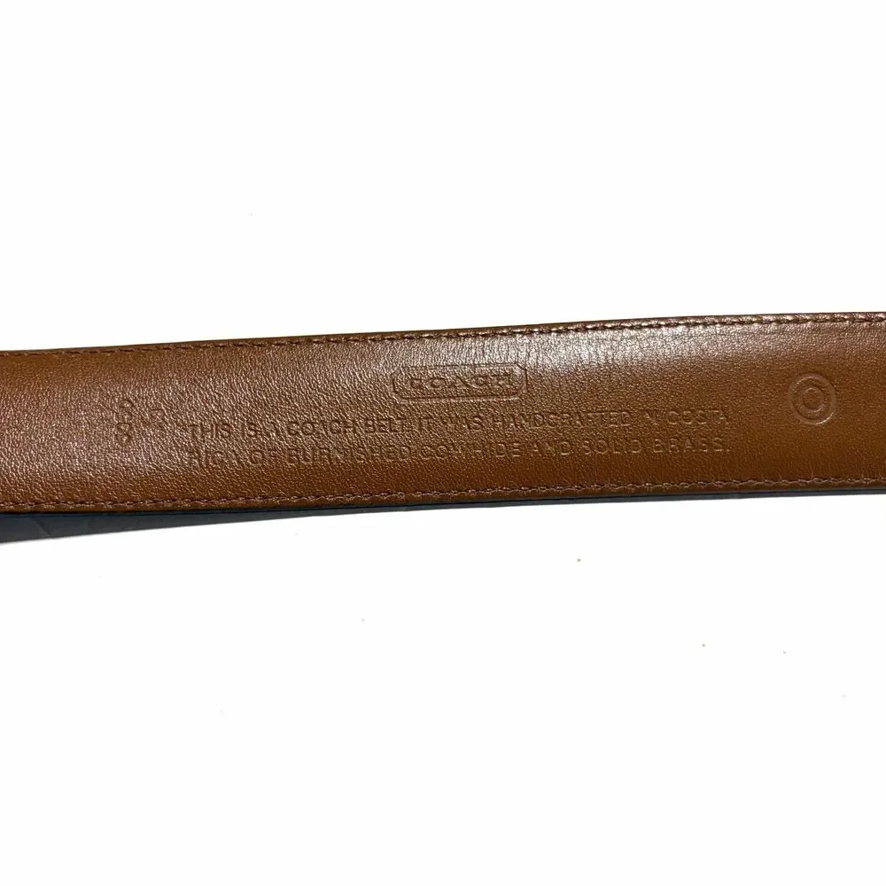 Coach Men’s Brass Buckle Leather Dress Belt Size 38 Black